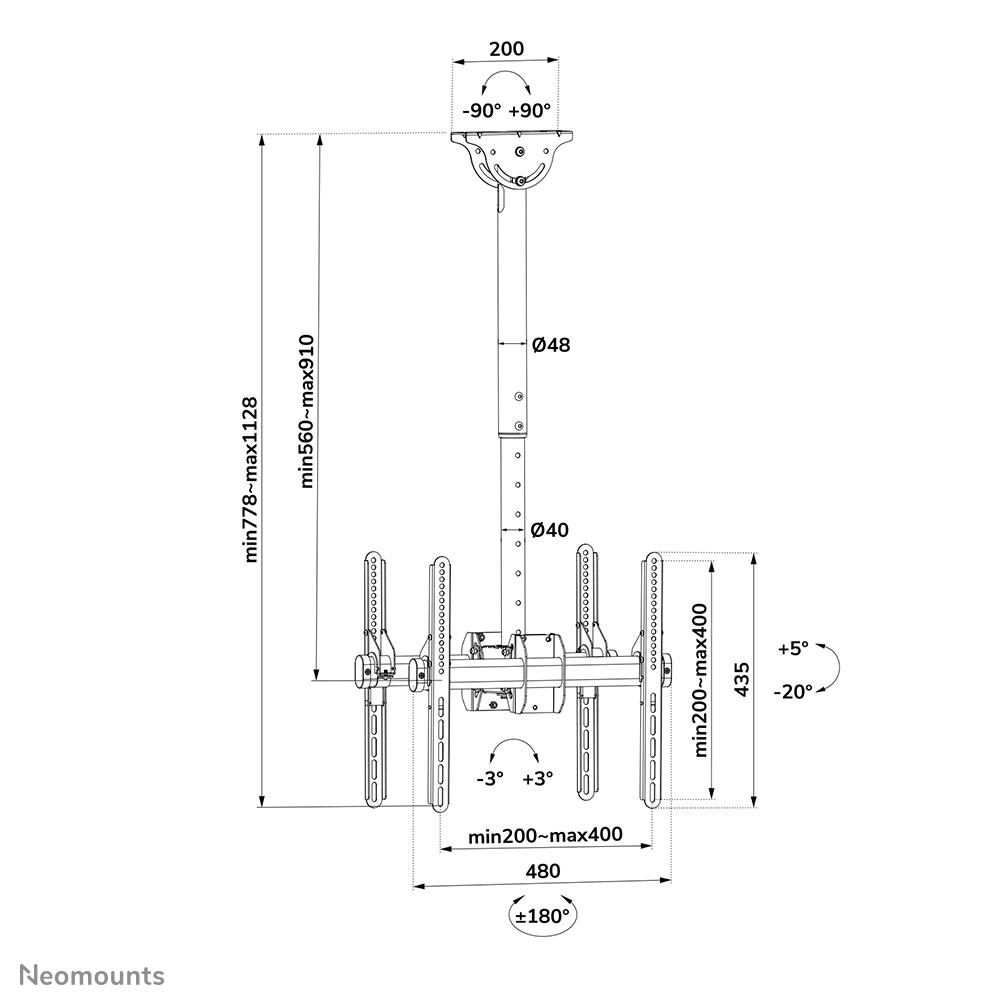 Neomounts Select monitor ceiling mount